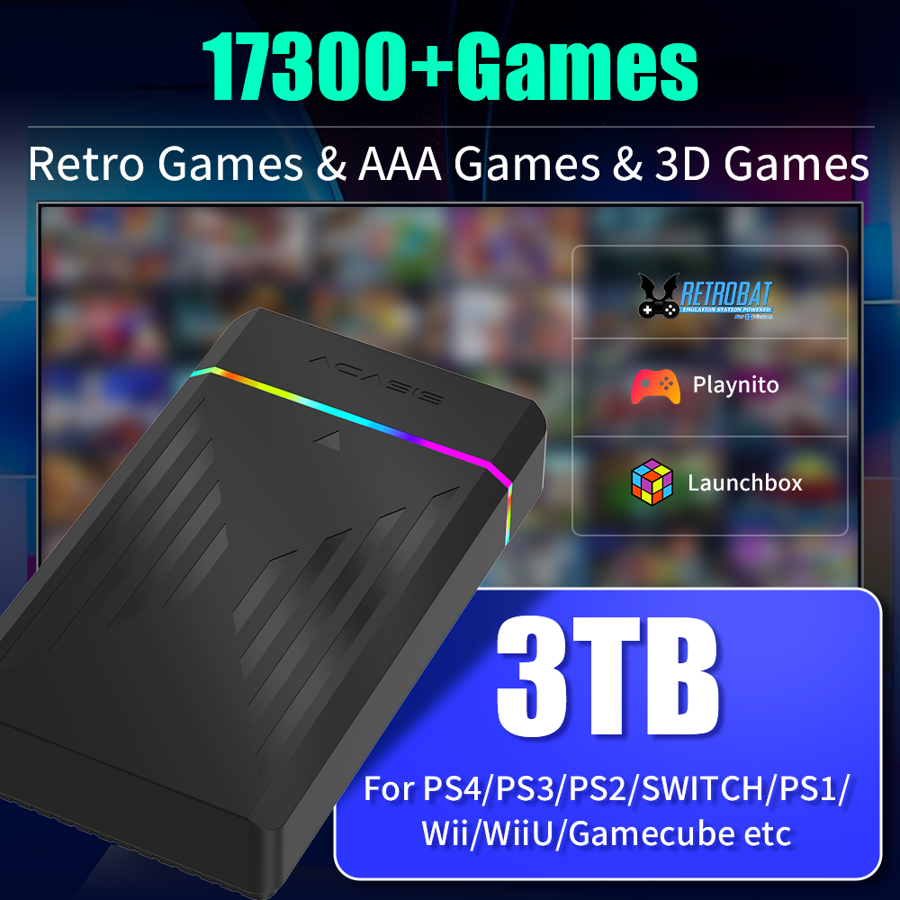 Pc Gaming Aaa - JMachen 3-in-1 Gaming-HDD Retro-Spielekonsole für PS4/PS3/PS2/Switch/Wii/WiiU