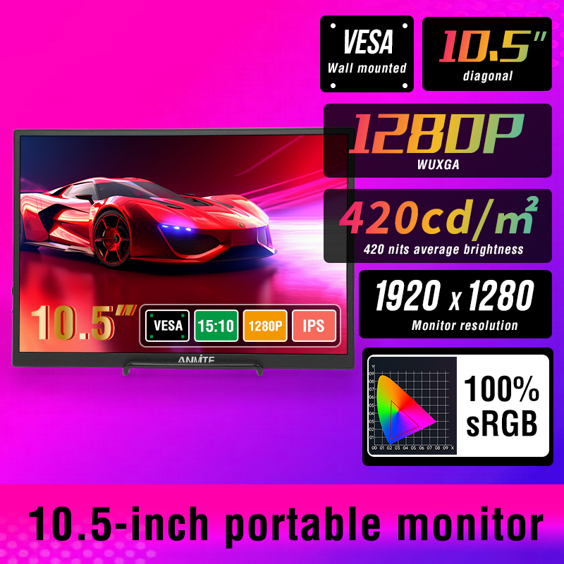 Pc Gaming Gigabyte - Anmite 10,5-Zoll tragbarer Monitor 1280P HDR