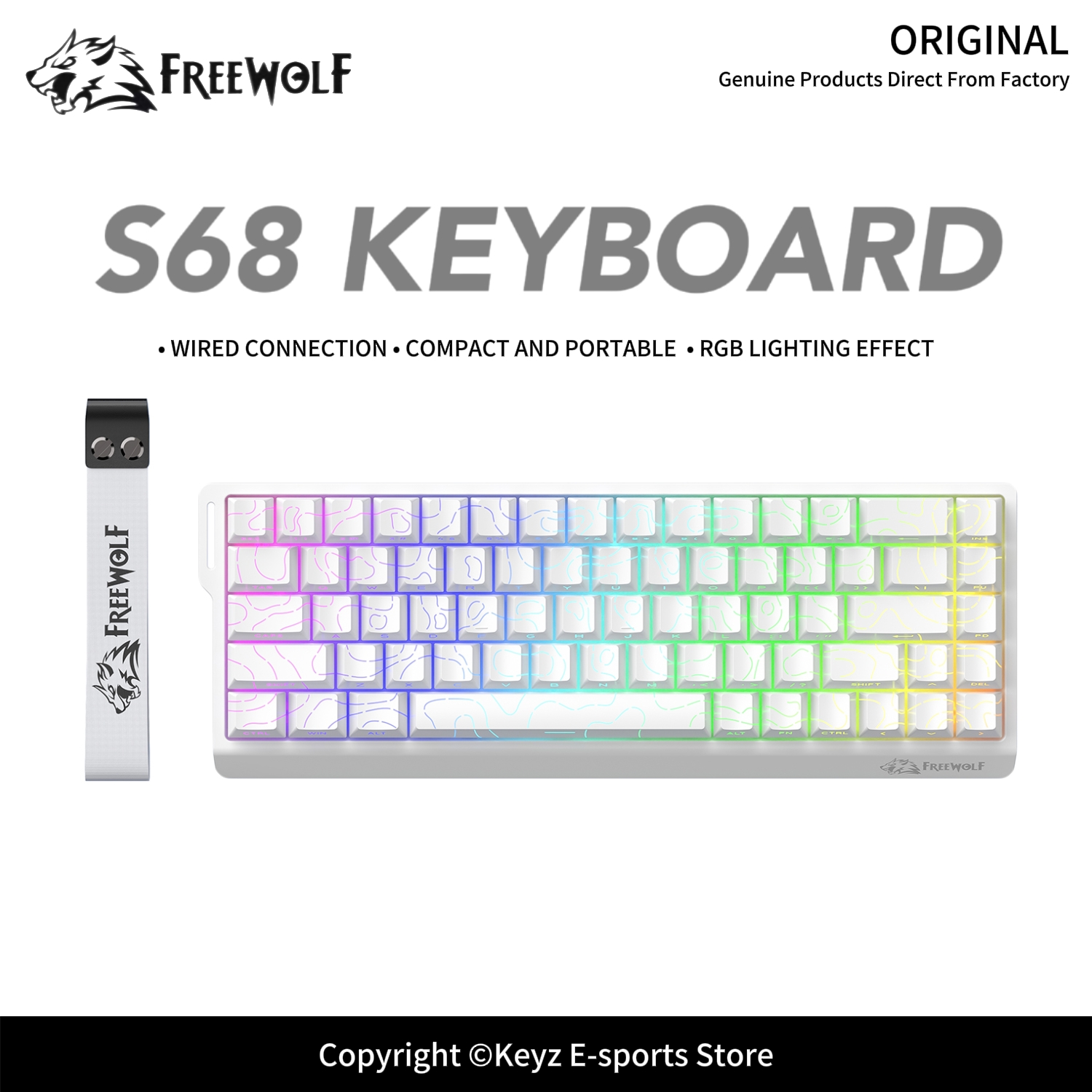 Anti-Ghosting Keyboard - FREEWOLF S68 Kabelgebundene Gaming-Membrantastatur 68 Tasten