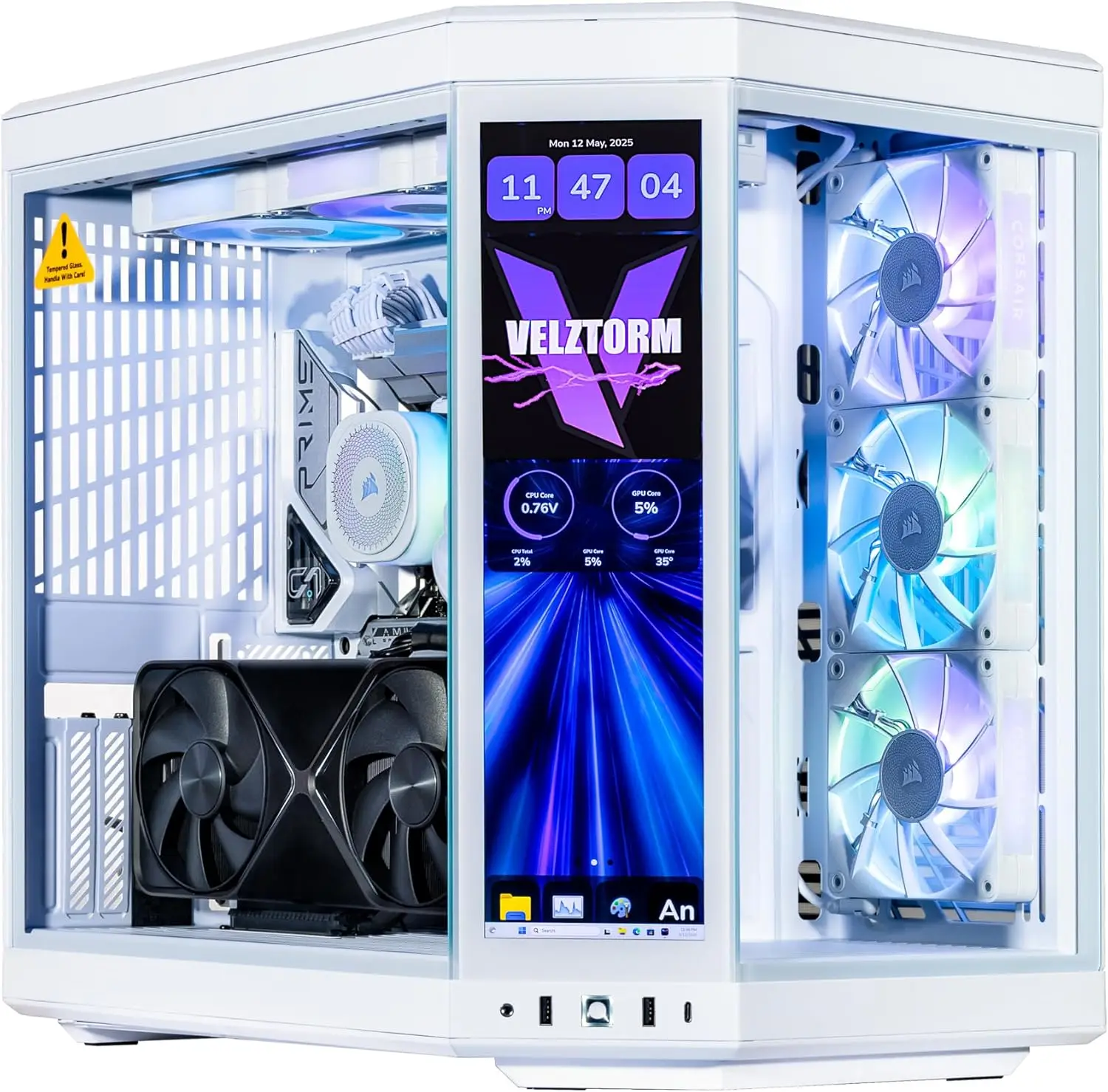 Pc Gaming Y70 - Velztorm LCD White Praetix Maßgefertigter Y70