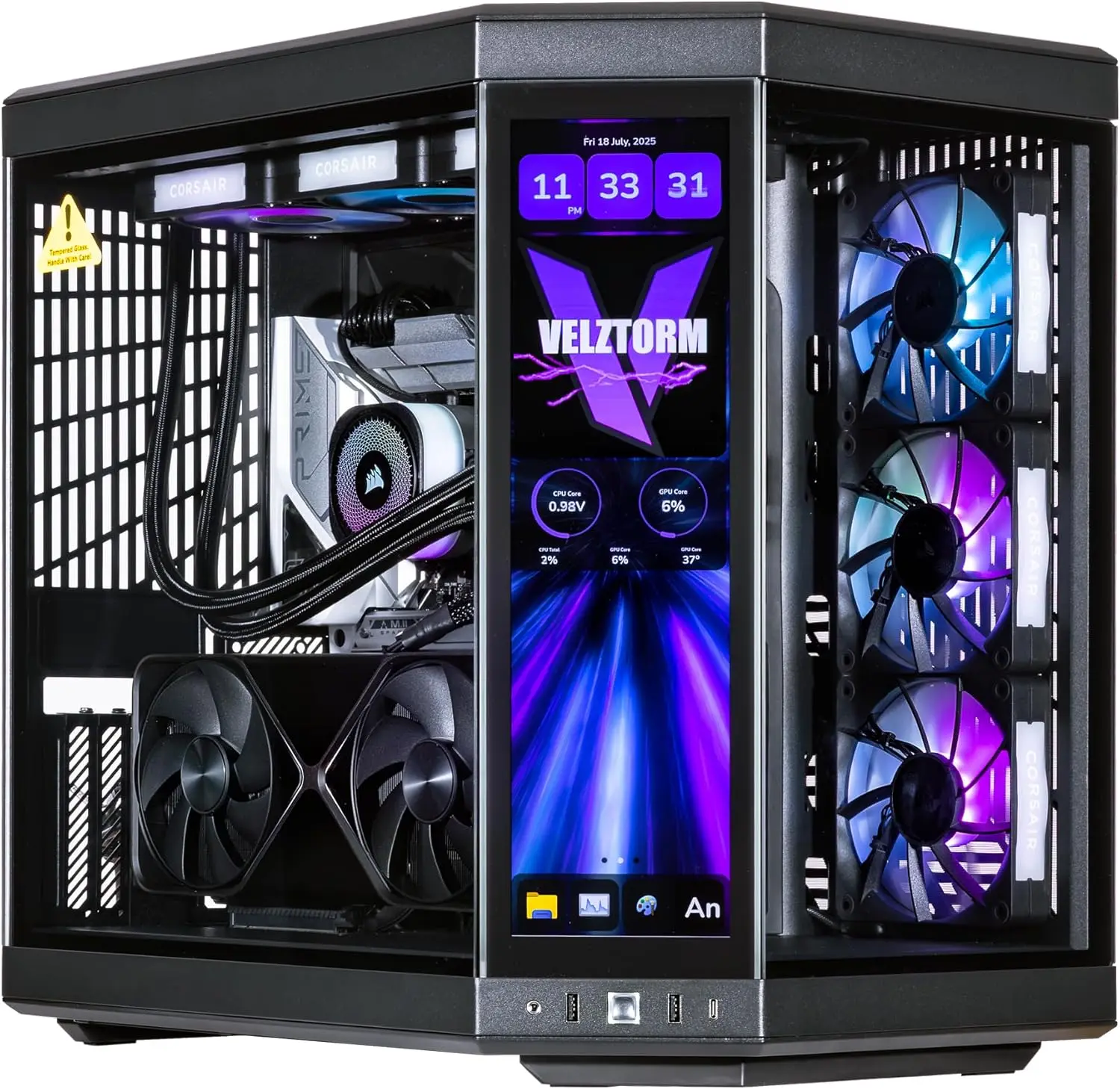 Pc Gaming Y70 - Velztorm LCD Black Praetix Maßgefertigter Y70