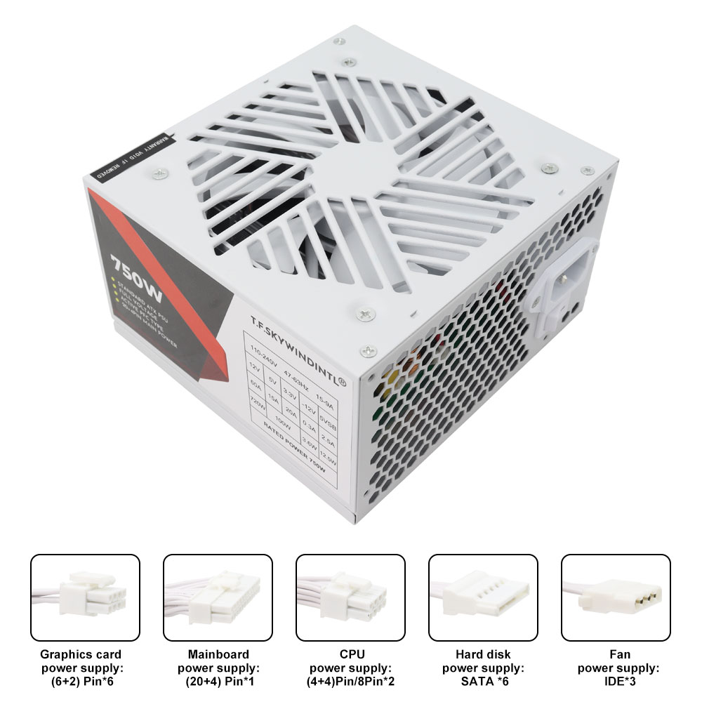 Weißes 750W Netzteil für PC-Ga – Pc Gaming Watt Bewertung und Preis